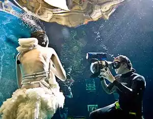 Zena Holloway working in an underwater studio