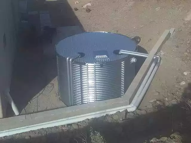 Five thousand gallon corrugated water tank top view