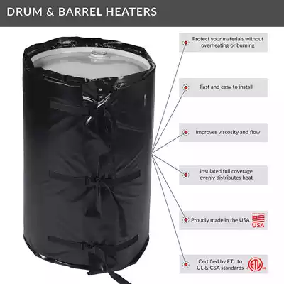 Short infographic showing the benefits of the Drum and Barrel heaters