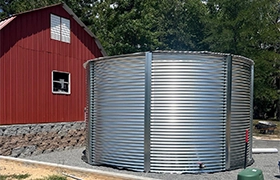 corrugated steel tank with pitched roof