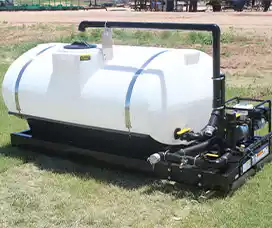 Water sprayer skid with an elliptical tank